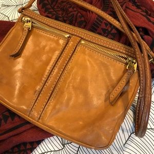Fossil Tan Leather Crossbody Bag